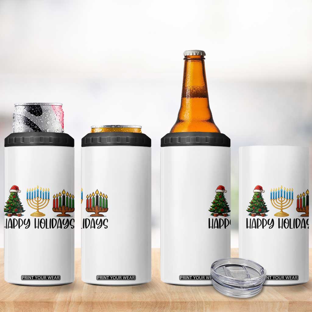 Christmas Hanukkah Kwanzaa Celebration Gift 4 in 1 Can Cooler Tumbler Happy Holidays TS12 Print Your Wear