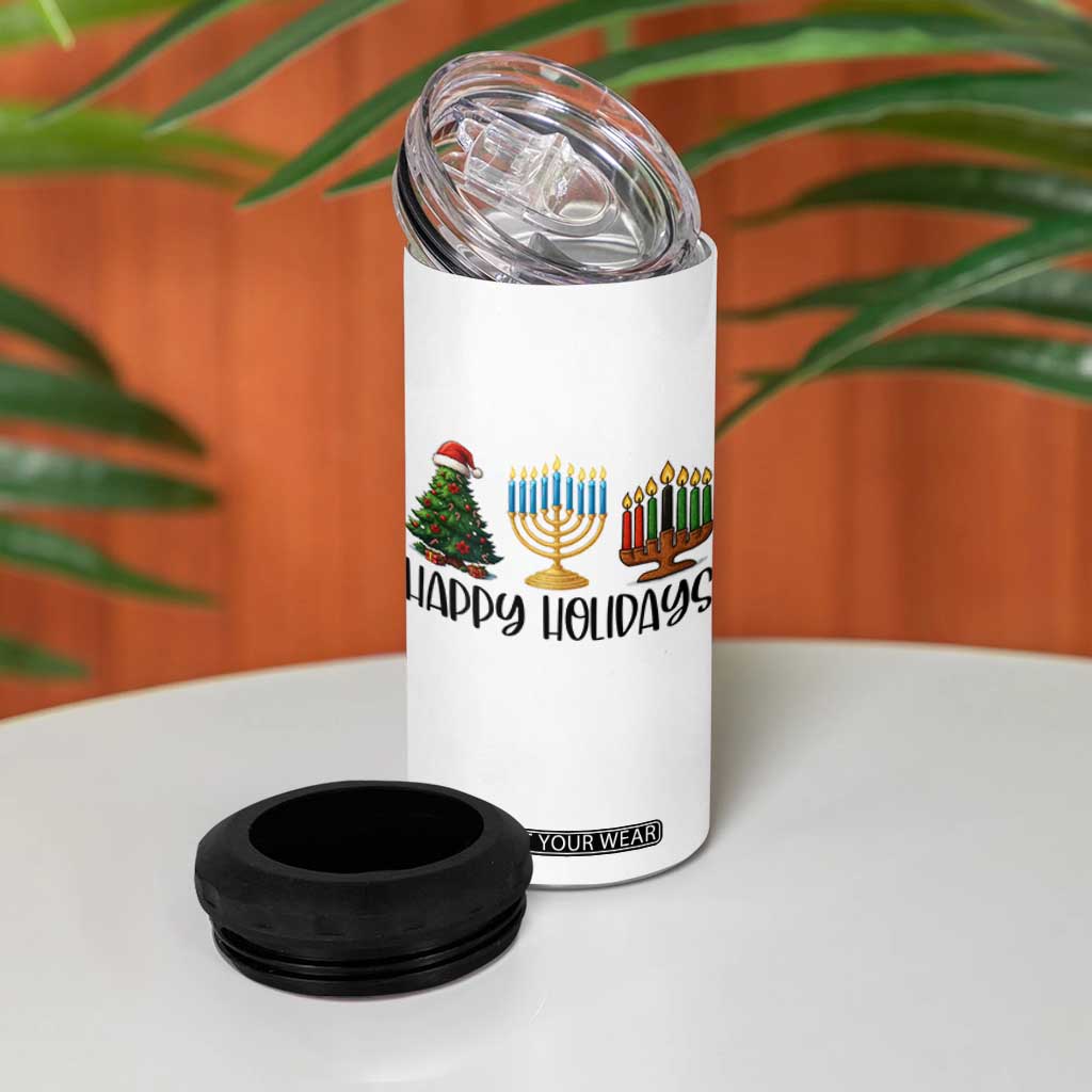 Christmas Hanukkah Kwanzaa Celebration Gift 4 in 1 Can Cooler Tumbler Happy Holidays TS12 Print Your Wear