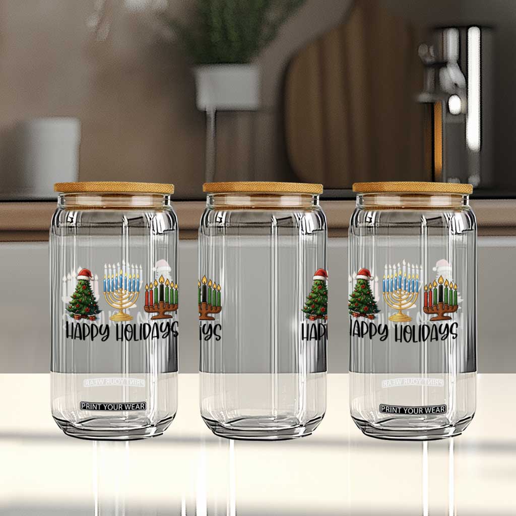 Christmas Hanukkah Kwanzaa Celebration Gift Glass Can Happy Holidays TS12 Print Your Wear