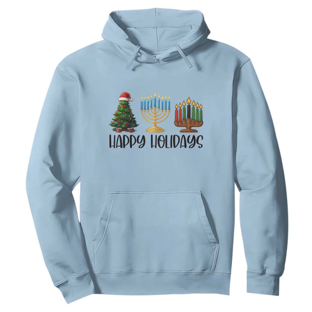Christmas Hanukkah Kwanzaa Celebration Gift Hoodie Happy Holidays TS12 Light Blue Print Your Wear
