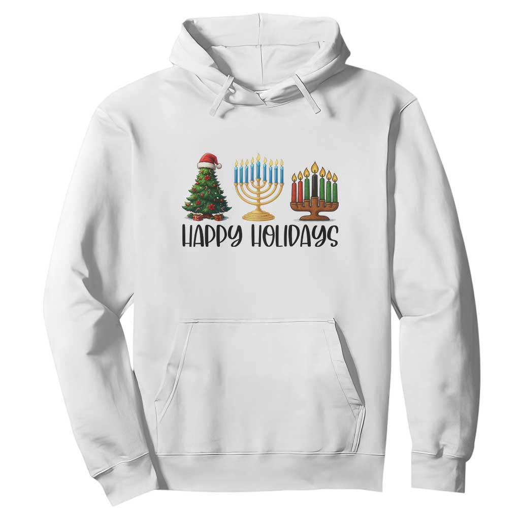 Christmas Hanukkah Kwanzaa Celebration Gift Hoodie Happy Holidays TS12 White Print Your Wear