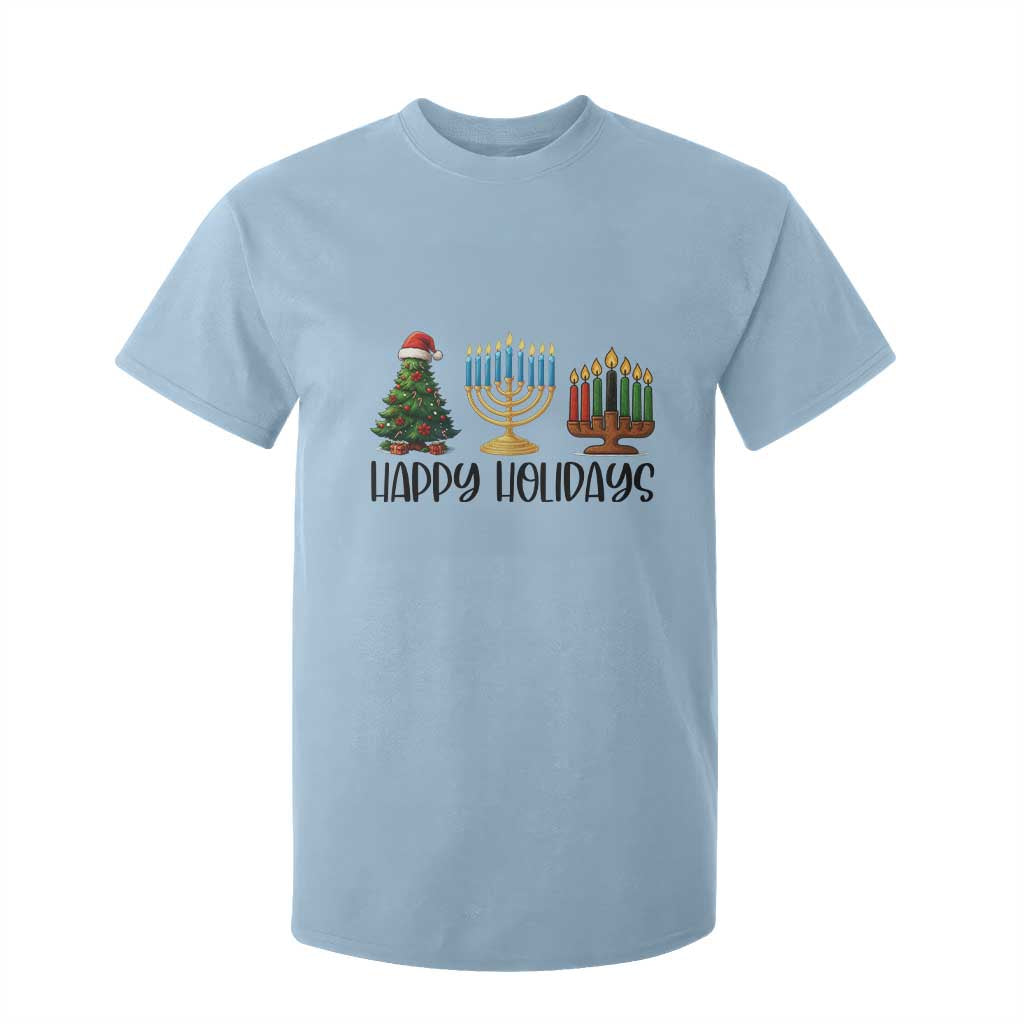 Christmas Hanukkah Kwanzaa Celebration Gift T Shirt For Kid Happy Holidays TS12 Light Blue Print Your Wear