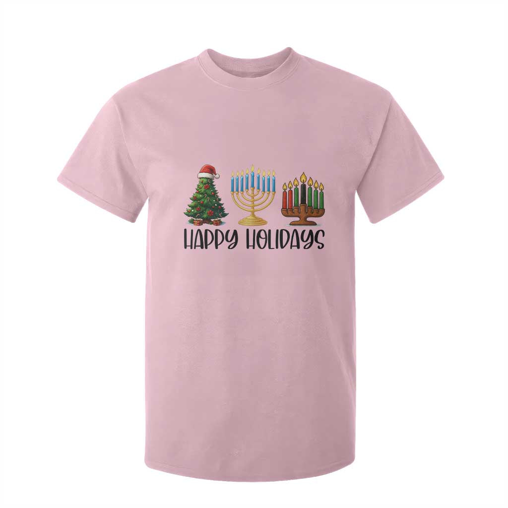 Christmas Hanukkah Kwanzaa Celebration Gift T Shirt For Kid Happy Holidays TS12 Light Pink Print Your Wear