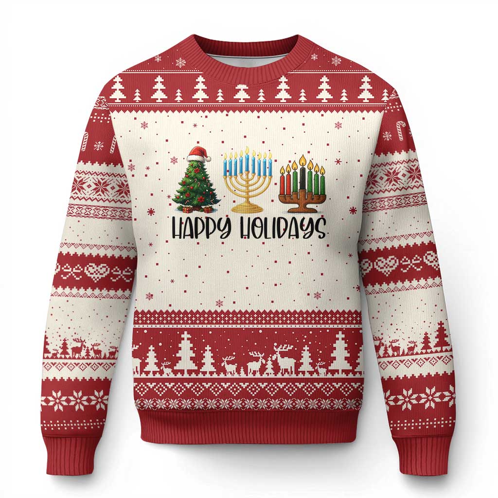 Xmas Hanukkah Kwanzaa Celebration Gift Ugly Christmas Sweater Happy Holidays TS12 Beige Red Print Your Wear