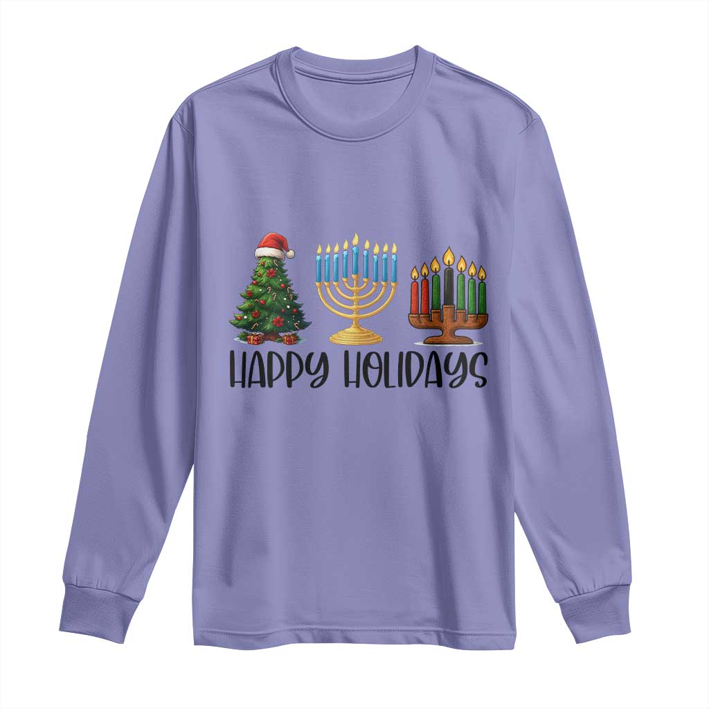 Christmas Hanukkah Kwanzaa Celebration Gift Long Sleeve Shirt Happy Holidays TS12 Violet Print Your Wear