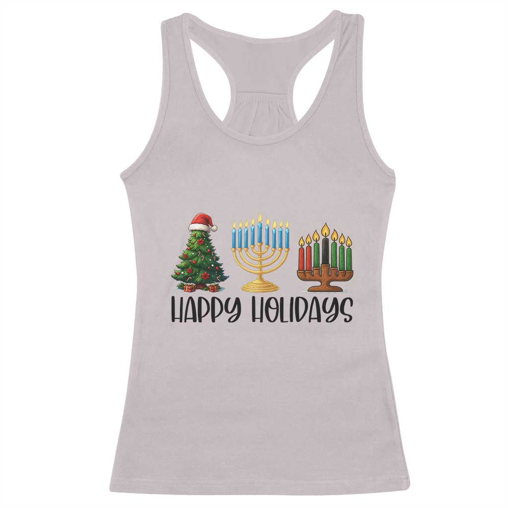 Christmas Hanukkah Kwanzaa Celebration Gift Racerback Tank Top Happy Holidays TS12 Ice Gray Print Your Wear