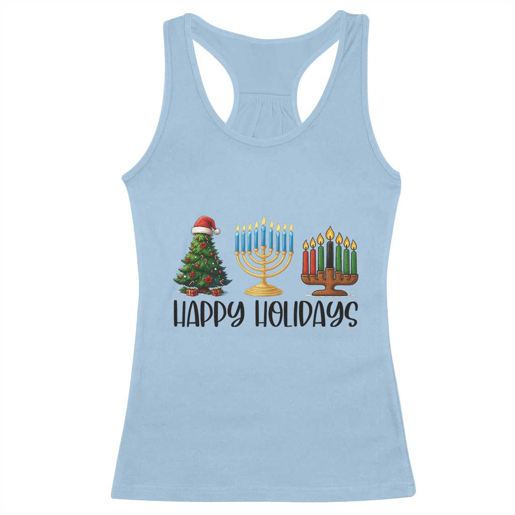 Christmas Hanukkah Kwanzaa Celebration Gift Racerback Tank Top Happy Holidays TS12 Light Blue Print Your Wear
