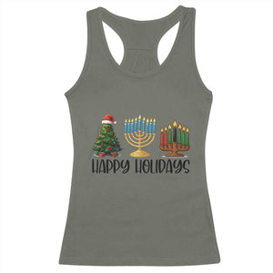 Christmas Hanukkah Kwanzaa Celebration Gift Racerback Tank Top Happy Holidays TS12 Military Green Print Your Wear