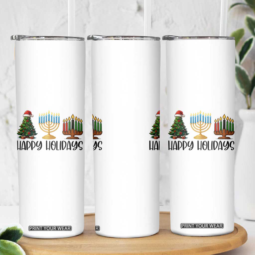 Christmas Hanukkah Kwanzaa Celebration Gift Skinny Tumbler Happy Holidays TS12 Print Your Wear