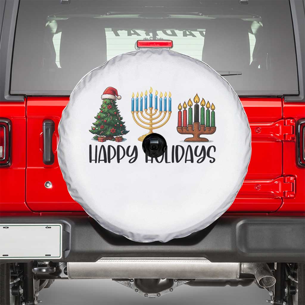 Christmas Hanukkah Kwanzaa Celebration Gift Spare Tire Cover Happy Holidays TS12 White Print Your Wear