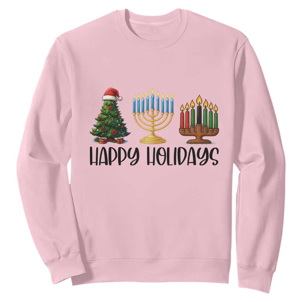 Christmas Hanukkah Kwanzaa Celebration Gift Sweatshirt Happy Holidays TS12 Light Pink Print Your Wear