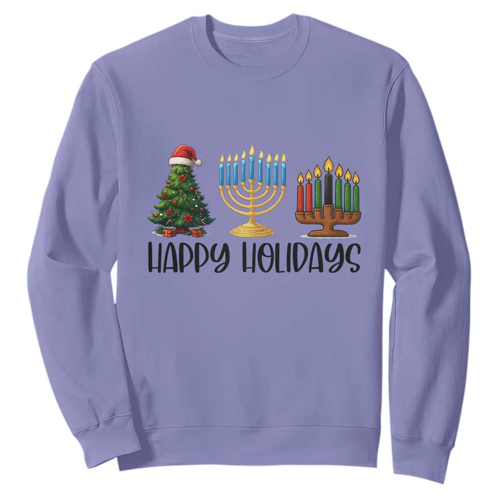 Christmas Hanukkah Kwanzaa Celebration Gift Sweatshirt Happy Holidays TS12 Violet Print Your Wear
