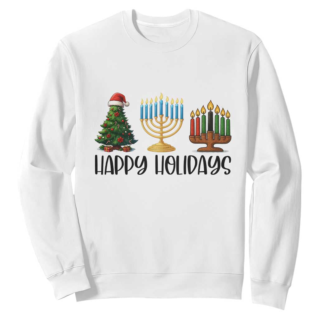 Christmas Hanukkah Kwanzaa Celebration Gift Sweatshirt Happy Holidays TS12 White Print Your Wear