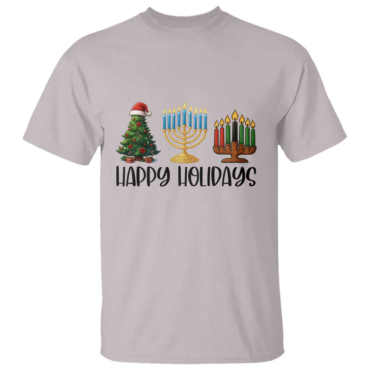 Christmas Hanukkah Kwanzaa Celebration Gift T Shirt Happy Holidays TS12 Ice Gray Print Your Wear