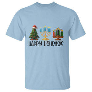 Christmas Hanukkah Kwanzaa Celebration Gift T Shirt Happy Holidays TS12 Light Blue Print Your Wear