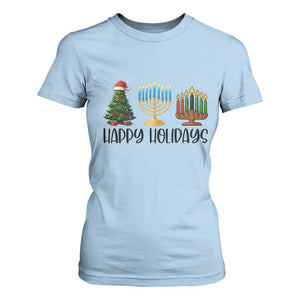 Christmas Hanukkah Kwanzaa Celebration Gift T Shirt For Women Happy Holidays TS12 Light Blue Print Your Wear