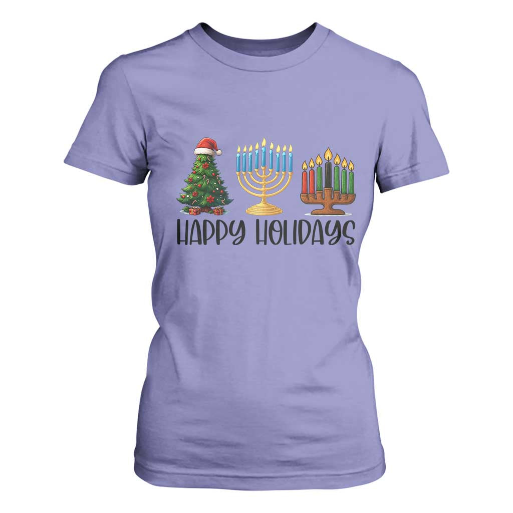 Christmas Hanukkah Kwanzaa Celebration Gift T Shirt For Women Happy Holidays TS12 Violet Print Your Wear