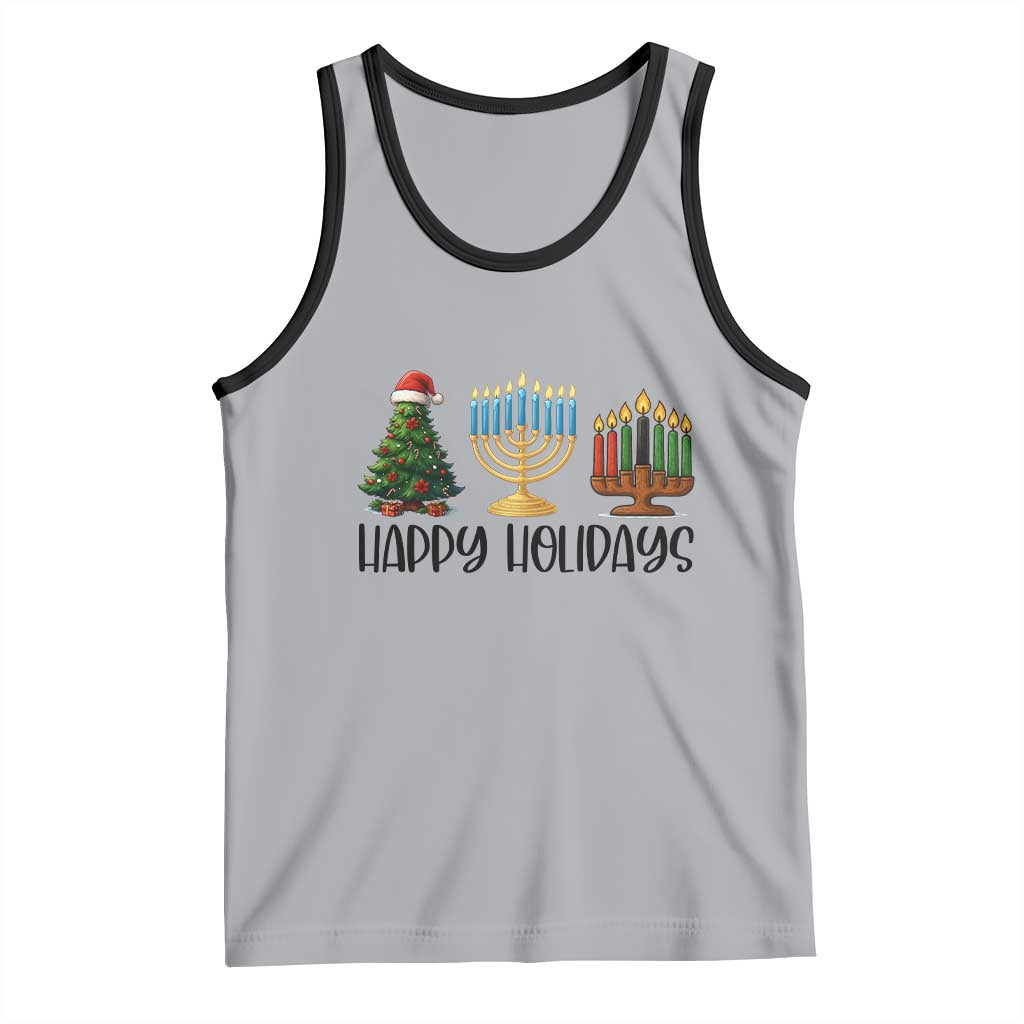 Christmas Hanukkah Kwanzaa Celebration Gift Tank Top Happy Holidays TS12 Athletic Heather Black Print Your Wear