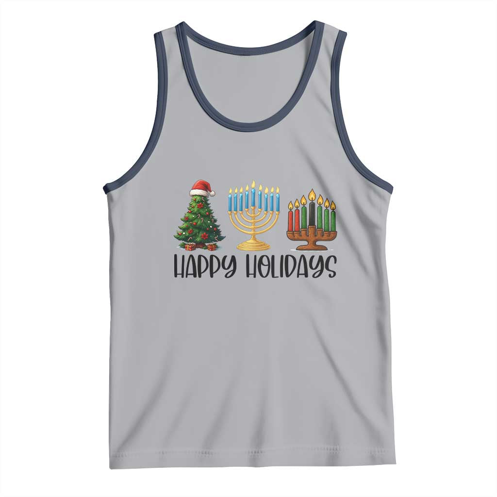 Christmas Hanukkah Kwanzaa Celebration Gift Tank Top Happy Holidays TS12 Athletic Heather Navy Print Your Wear
