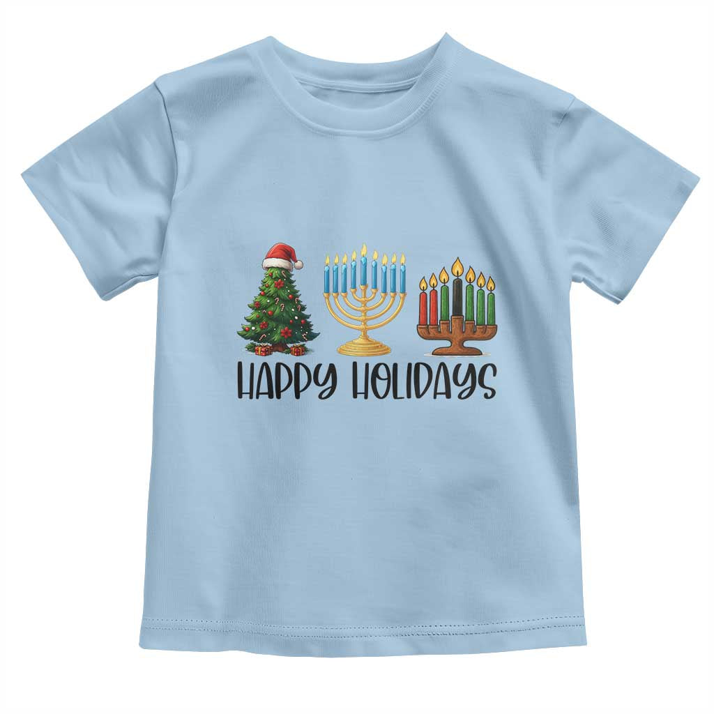 Christmas Hanukkah Kwanzaa Celebration Gift Toddler T Shirt Happy Holidays TS12 Light Blue Print Your Wear