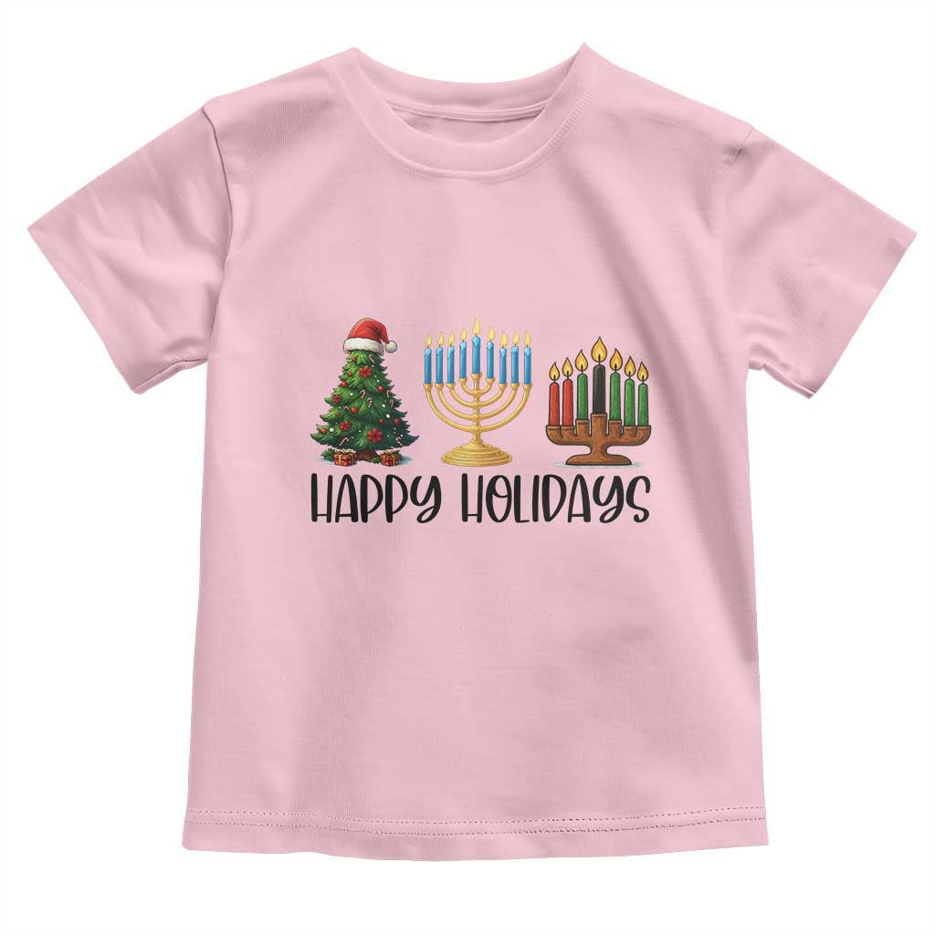 Christmas Hanukkah Kwanzaa Celebration Gift Toddler T Shirt Happy Holidays TS12 Light Pink Print Your Wear