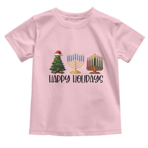 Christmas Hanukkah Kwanzaa Celebration Gift Toddler T Shirt Happy Holidays TS12 Light Pink Print Your Wear