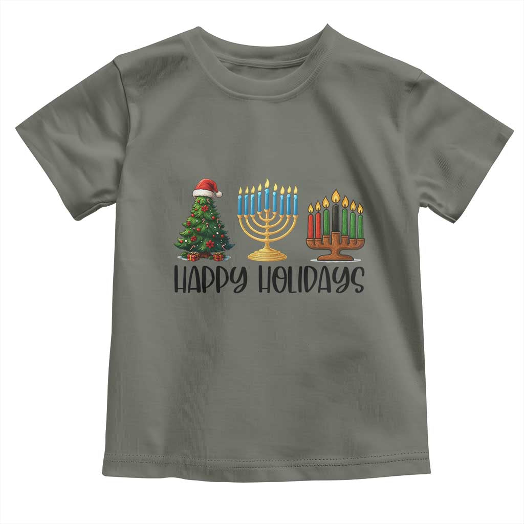 Christmas Hanukkah Kwanzaa Celebration Gift Toddler T Shirt Happy Holidays TS12 Military Green Print Your Wear