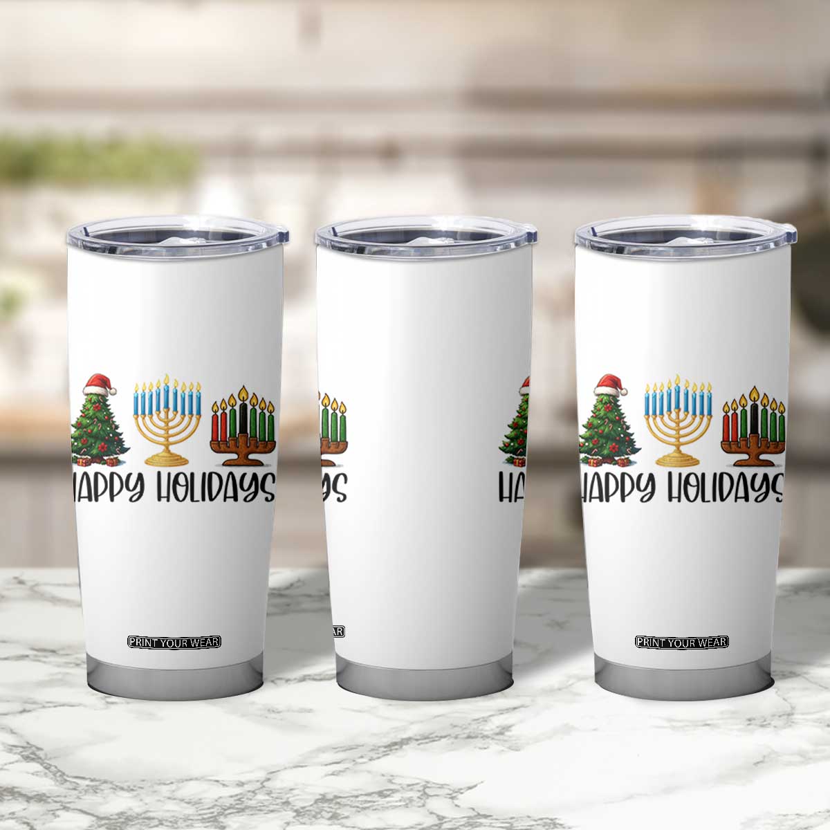 Christmas Hanukkah Kwanzaa Celebration Gift Tumbler Cup Happy Holidays TS12 Print Your Wear