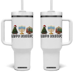 Christmas Hanukkah Kwanzaa Celebration Gift Tumbler With Handle Happy Holidays TS12 One Size: 40 oz White Print Your Wear