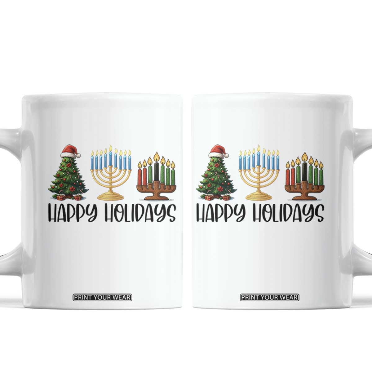 Christmas Hanukkah Kwanzaa Celebration Gift Coffee Mug Happy Holidays TS12 White Print Your Wear
