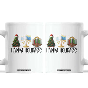 Christmas Hanukkah Kwanzaa Celebration Gift Coffee Mug Happy Holidays TS12 White Print Your Wear