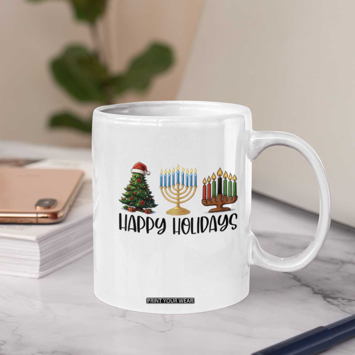 Christmas Hanukkah Kwanzaa Celebration Gift Coffee Mug Happy Holidays TS12 Print Your Wear