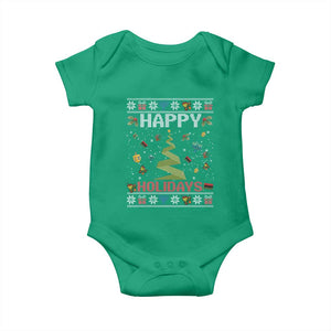 Happy Holidays For All Christmas Hanukkah Kwanzaa Gift Baby Onesie TS12 Irish Green Print Your Wear