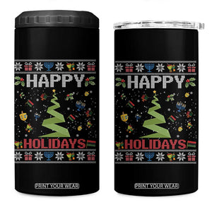 Happy Holidays For All Christmas Hanukkah Kwanzaa Gift 4 in 1 Can Cooler Tumbler TS12 One Size: 16 oz Black Print Your Wear