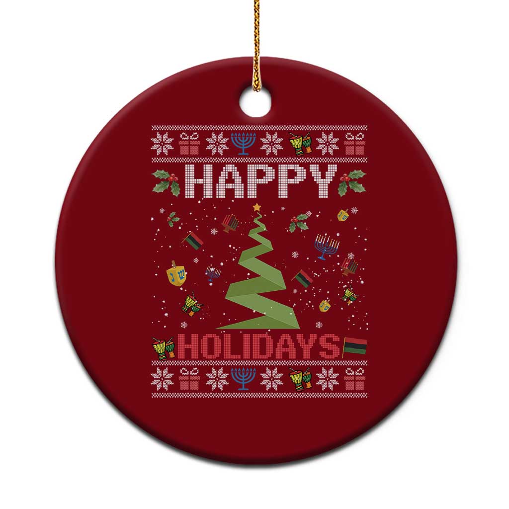 Happy Holidays For All Christmas Hanukkah Kwanzaa Gift Ceramic Ornament TS12 1pc Red Print Your Wear