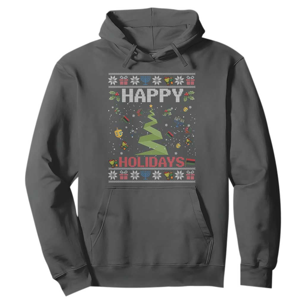 Happy Holidays For All Christmas Hanukkah Kwanzaa Gift Hoodie TS12 Dark Heather Print Your Wear