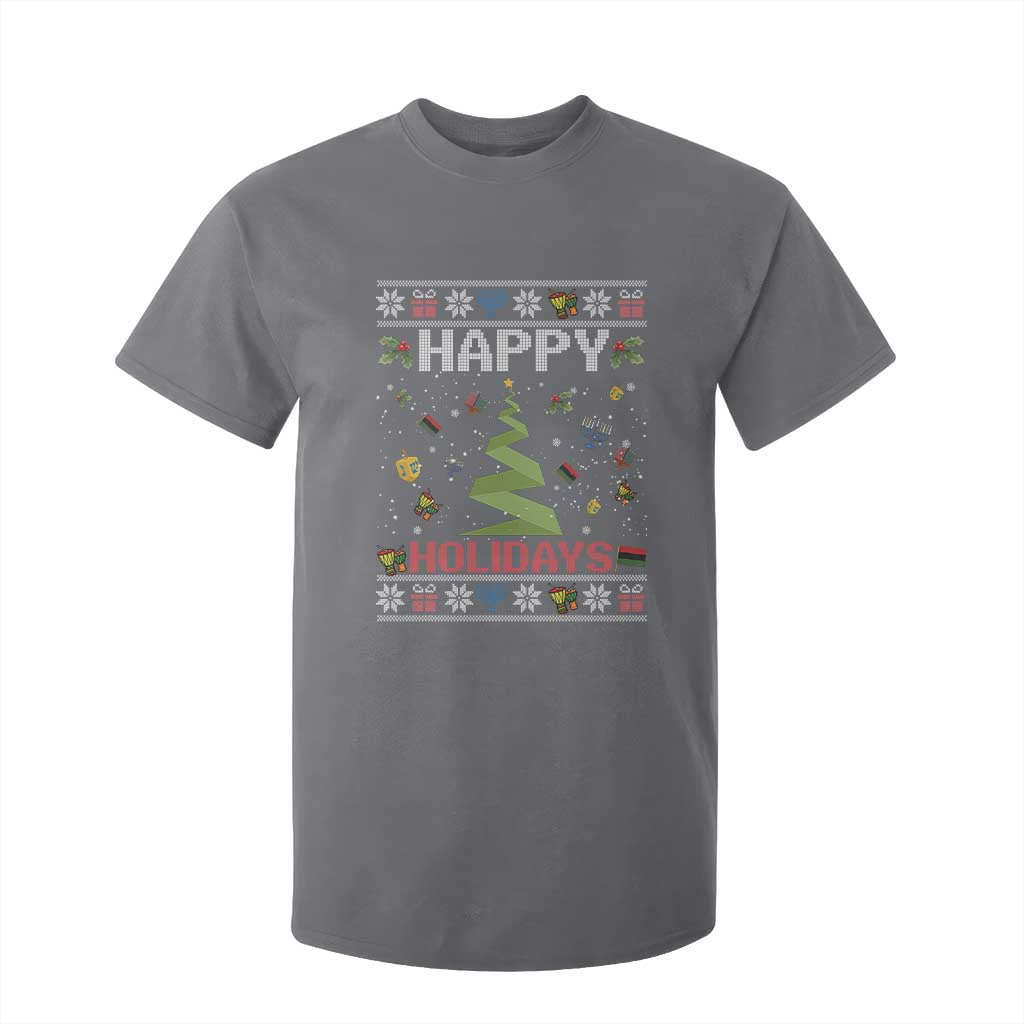 Happy Holidays For All Christmas Hanukkah Kwanzaa Gift T Shirt For Kid TS12 Charcoal Print Your Wear