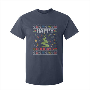 Happy Holidays For All Christmas Hanukkah Kwanzaa Gift T Shirt For Kid TS12 Navy Print Your Wear