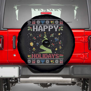Happy Holidays For All Christmas Hanukkah Kwanzaa Gift Spare Tire Cover TS12 Black Print Your Wear