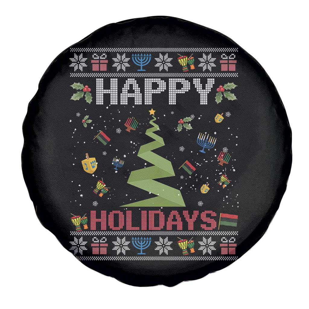 Happy Holidays For All Christmas Hanukkah Kwanzaa Gift Spare Tire Cover TS12 Print Your Wear