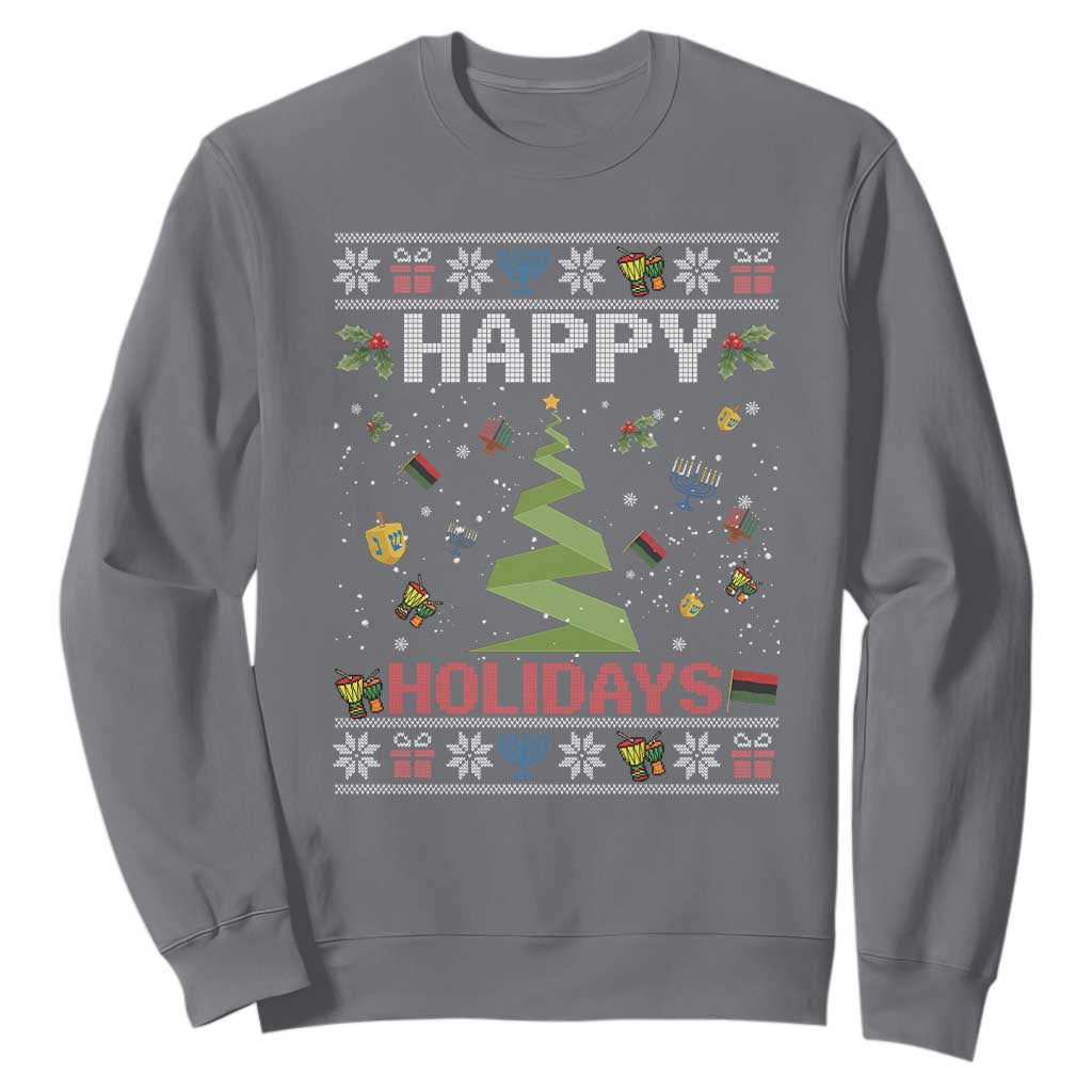 Happy Holidays For All Christmas Hanukkah Kwanzaa Gift Sweatshirt TS12 Charcoal Print Your Wear