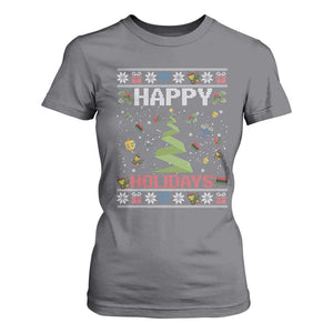 Happy Holidays For All Christmas Hanukkah Kwanzaa Gift T Shirt For Women TS12 Charcoal Print Your Wear