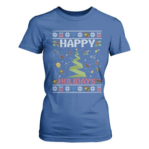 Happy Holidays For All Christmas Hanukkah Kwanzaa Gift T Shirt For Women TS12 Royal Blue Print Your Wear