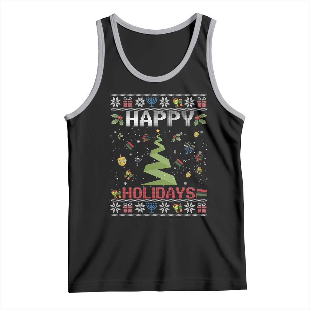 Happy Holidays For All Christmas Hanukkah Kwanzaa Gift Tank Top TS12 Black Athletic Heather Print Your Wear