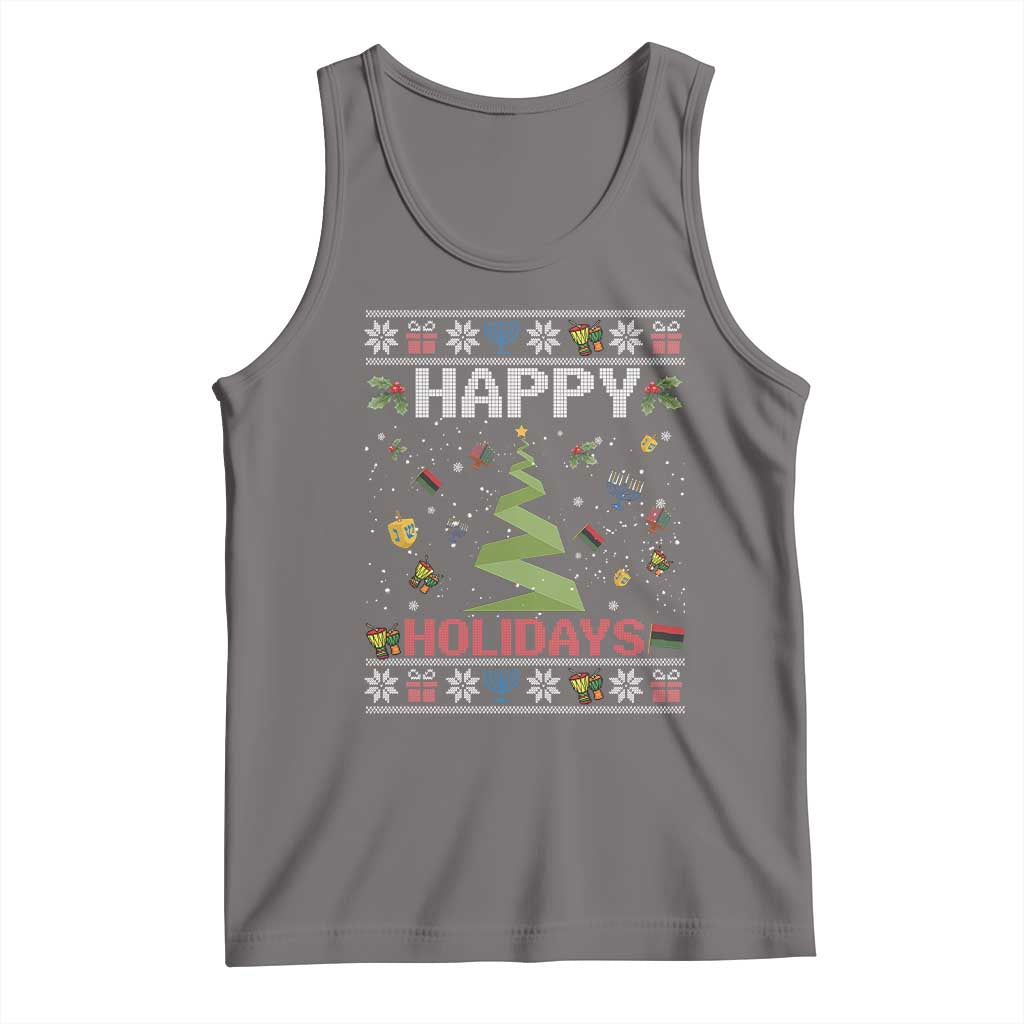 Happy Holidays For All Christmas Hanukkah Kwanzaa Gift Tank Top TS12 Deep Heather Print Your Wear