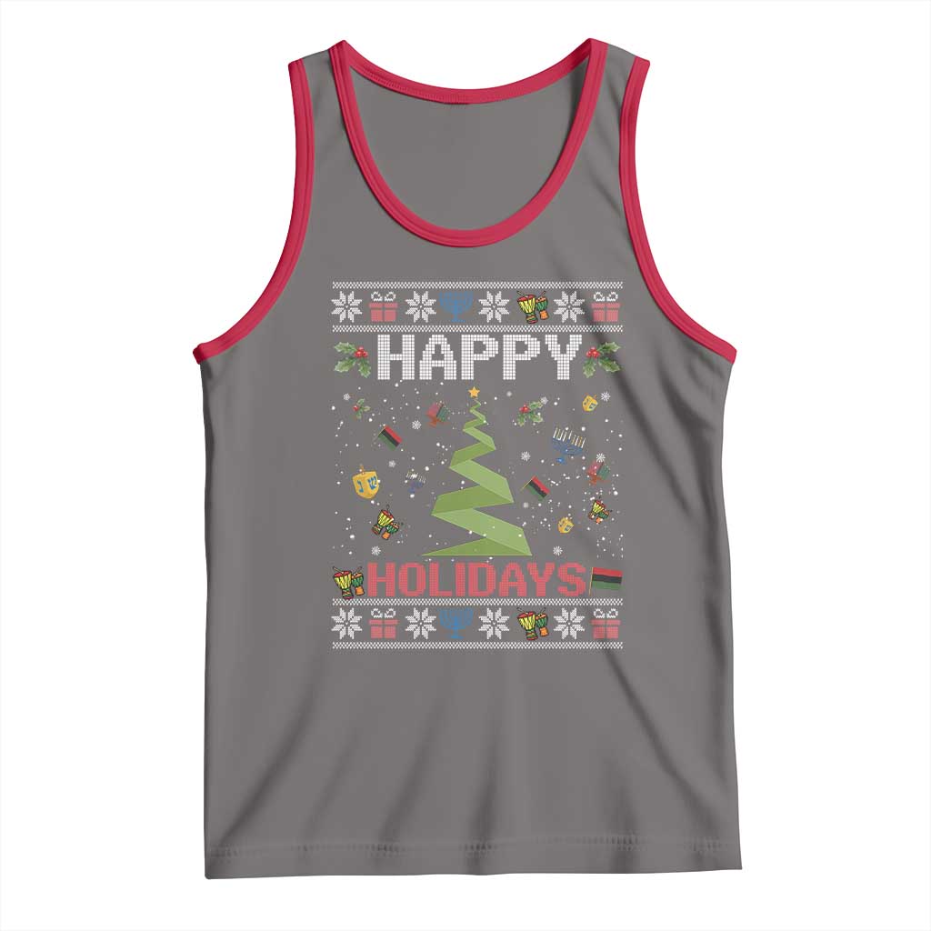 Happy Holidays For All Christmas Hanukkah Kwanzaa Gift Tank Top TS12 Deep Heather Red Print Your Wear