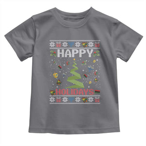 Happy Holidays For All Christmas Hanukkah Kwanzaa Gift Toddler T Shirt TS12 Charcoal Print Your Wear