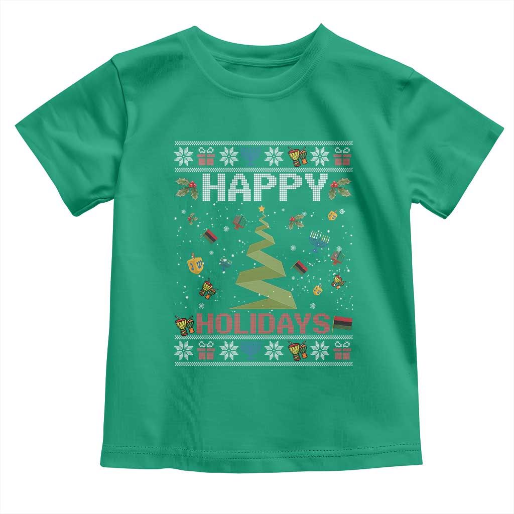 Happy Holidays For All Christmas Hanukkah Kwanzaa Gift Toddler T Shirt TS12 Irish Green Print Your Wear