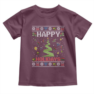 Happy Holidays For All Christmas Hanukkah Kwanzaa Gift Toddler T Shirt TS12 Maroon Print Your Wear