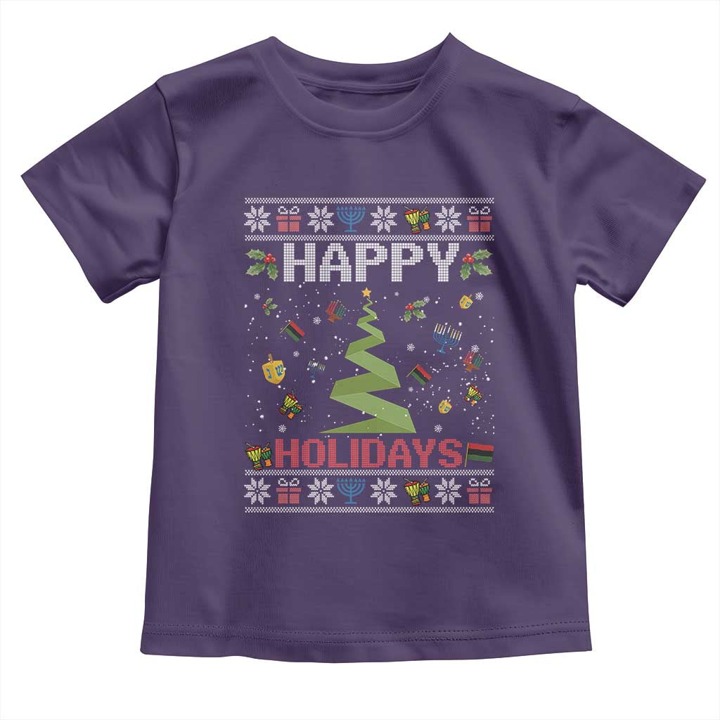 Happy Holidays For All Christmas Hanukkah Kwanzaa Gift Toddler T Shirt TS12 Purple Print Your Wear